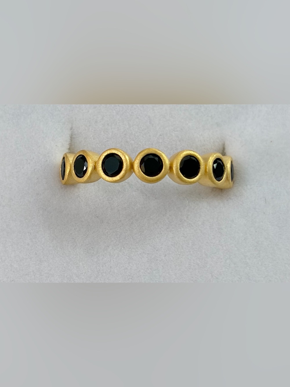 NWOT SZ 9 Freida Rothman Stackable Gold over Sterling Black Stone Circles Ring